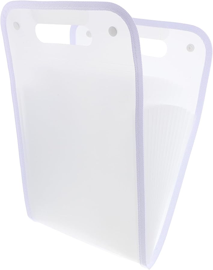 Expanding Accordion File Folder 13 Pockets Vertical Document Organizer White PP Material - Image 1